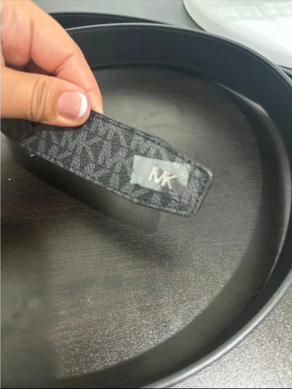 Michael Kors Black Signature Monogram Men's Belt reversible